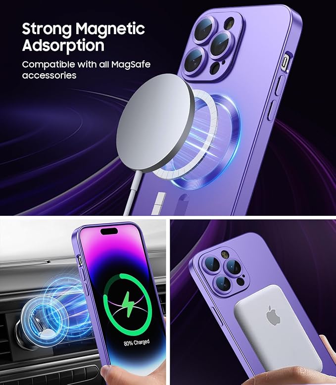 Magnetic for iPhone 14 Pro Max Case Slim Soft TPU Bumper Shockproof Metallic - Image 2