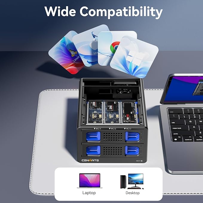 Hybrid 2.5/3.5" SATA HDD/SSD+3* M / B+M Key M.2 NVMe Enclosure - Image 9