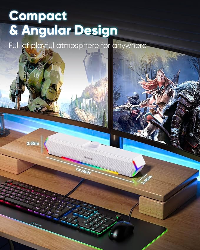 LENRUE G11 Computer Speakers for Desktop, Touch Lights PC Speakers - Image 4