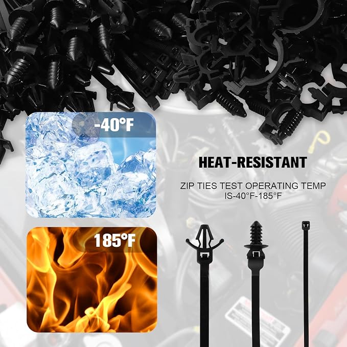 130 Pcs Push Mount Cable Ties Standard Zip Tie Mount Car Wire Loom Routing Clips - Image 5
