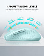 TECKNET Wired Mouse, 6-Button Corded - Image 2