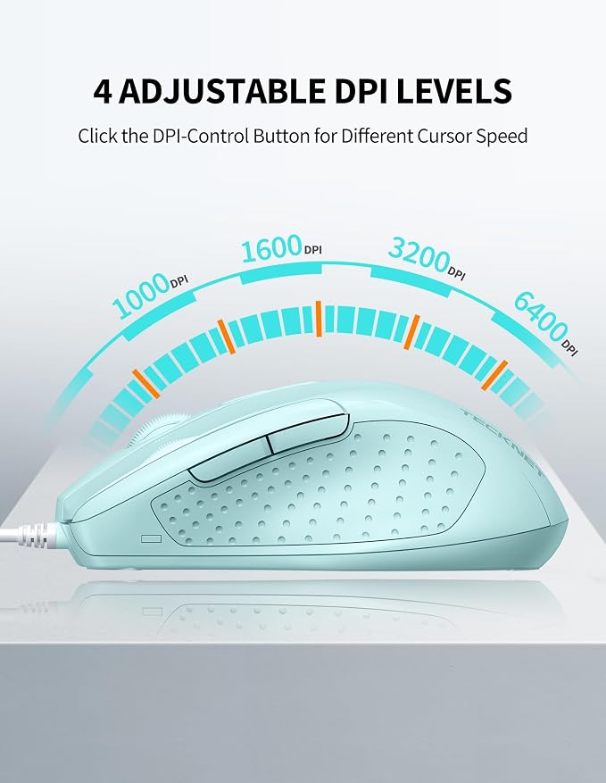 TECKNET Wired Mouse, 6-Button Corded - Image 2