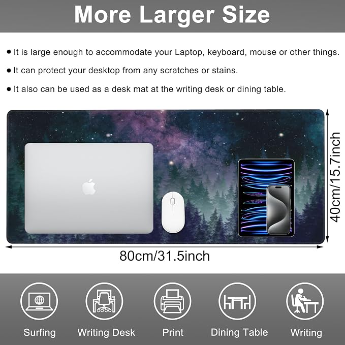 Mouse Pad, Large Galaxy Space Forest Desk Mat, Extended Non-Slip Gaming - Image 2