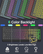 EDJO Wireless Keyboard and Mouse Combo, 10 Backlit Effects, Rechargeable 2.4GHz - Image 3