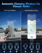 Wireless Car Charger, Fast Charging Phone Holder 3 in 1 Phone Mount Auto - Image 4