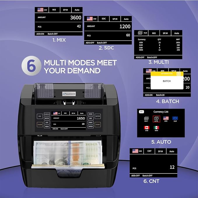 NUCOUN VC-3 Money Counter Machine Mixed Denomination, Value Counting, - Image 2