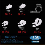 Bigtrans 305 Pcs Nylon Plastic R-Type Wire Clips 1/4" 5/16" 3/8" 1/2" 3/4" - Image 2