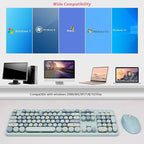 Wireless Keyboard and Mice Combo, Retro Round Keys Full-Sized Cute Keyboard - Image 7