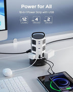 Power Strip Tower Surge Protector, JACKYLED 12 Outlets 6 USB Charging Station - Image 2