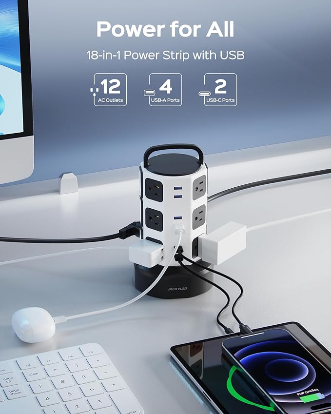【10ft】 Power Strip Tower JACKYLED Surge Protector Electric Charging Station - Image 7