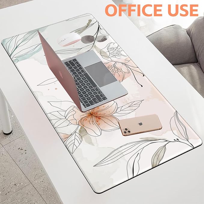 Mouse Pad Large Flowers Watercolor Texture Non-Slip Gaming Desk Mat - Image 5