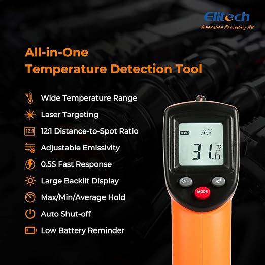 Elitech 2Pack Laser Temperature Gun, Non-Contact Digital Infrared Thermometer - Image 2