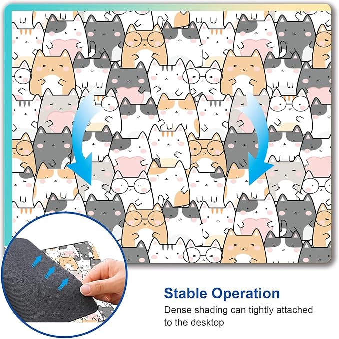 Kawaii Mouse Pad, Cute Cats Mouse Mat, Square Waterproof Non-Slip Rubber Base - Image 6