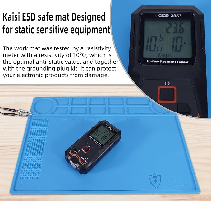 Kaisi Anti-Static Mat with ESD Wrist Strap and Grounding kit, Silicone - Image 2