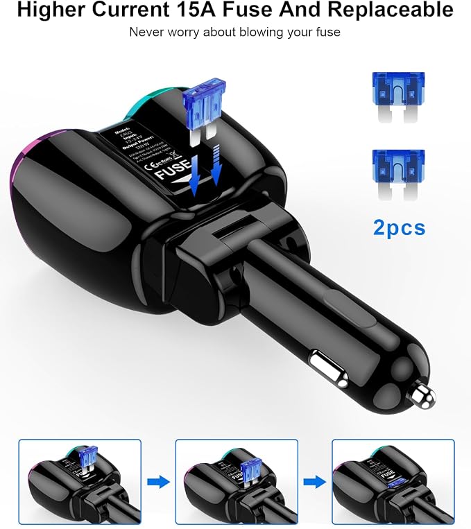 2024 Upgraded Cigarette Lighter Splitter, SUPERONE 180W 2-Socket Cigarette - Image 7