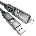 4 in 1 USB C Cable with Wattage Display, 240W Flat Nylon Braided Multi Charge by XKCZ