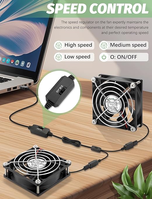 80mm x 25mm USB Fan 2 Packs 5V Small Computer Case Fan - Image 2