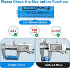 Henreepow LiFePo4 Battery 14430, 3.2v Rechargeable Solar Batteries, 500mAh - Image 3