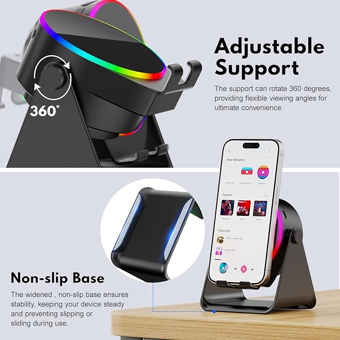 Wireless Induction Speaker- 4 in1 Bluetooth Speaker Phone Stand - Image 6