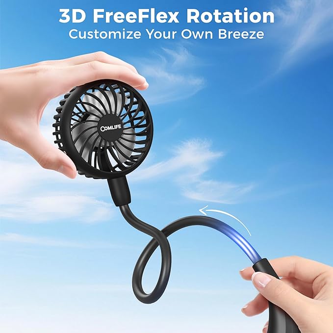 Portable Neck Fan, 2600mAh Battery Operated Ultra Quiet Hands Free USB Fan - Image 2