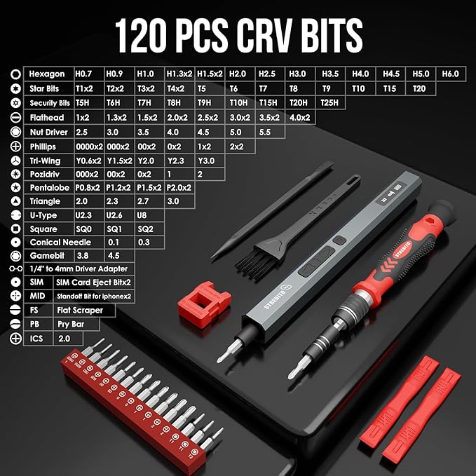 STREBITO 144-Piece Upgraded Electric Screwdriver, Max 0.7 N.m, 120 Magnetic Bits - Image 7