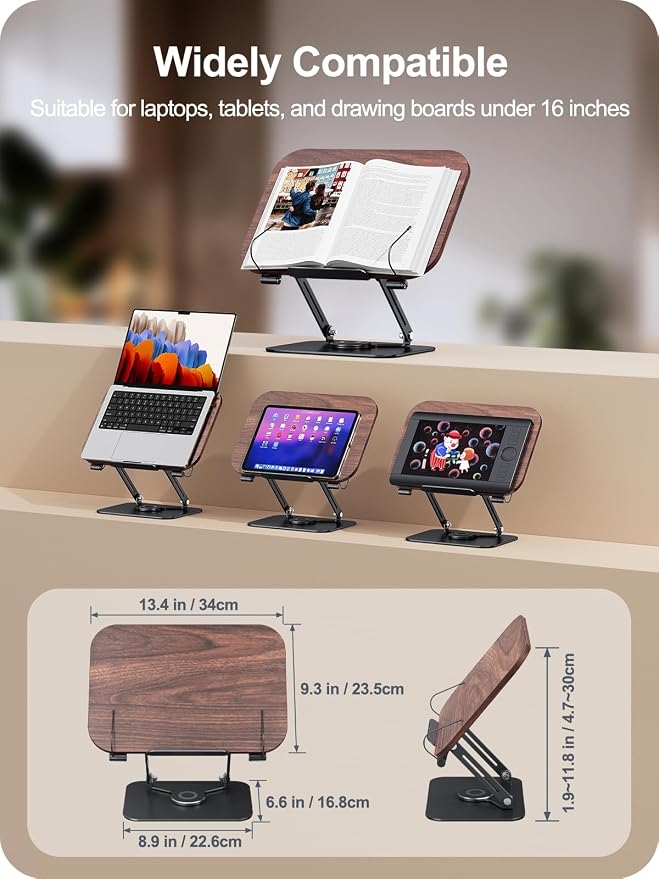 Book Stand for Reading, 360° Adjustable Book Holder, Foldable Book Holder Stand - Image 6