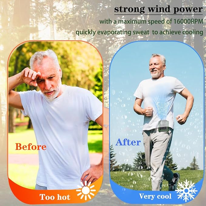 CAZOKASI Personal Fan 10000mAh Waist Portable Rechargeable Wearable Hand Free - Image 5