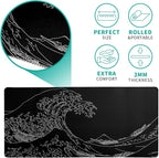 Japanese Sea Wave Large Mouse Pad Abstract Black Mouse Pad 31.5x11.8 Inch Black - Image 5