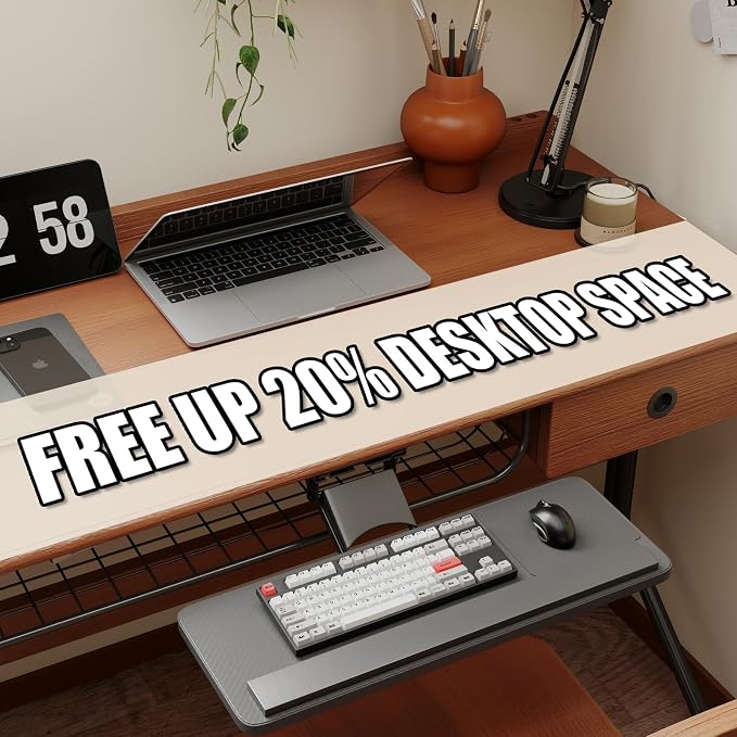 yeshine Under Desk Keyboard Tray Slide Out, Height Adjustable Computer Keyboard - Image 8