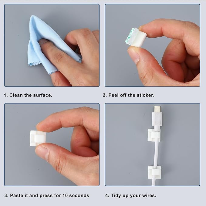Ethernet Cable Clips Adhesive Cable Ties, Cord Management Staples - Image 6