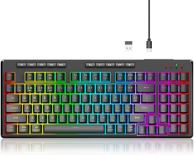 Redragon K517 Pro Wireless Gaming Keyboard, RGB Backlit, Tri-Mode - Image 9