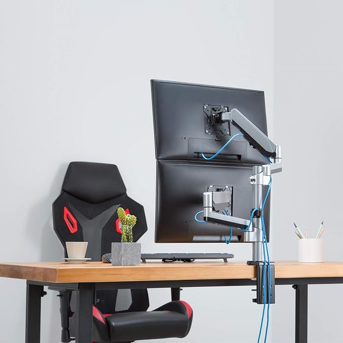 AVLT Dual 13"-27" Stacked Monitor Arm Desk Mount - Image 7