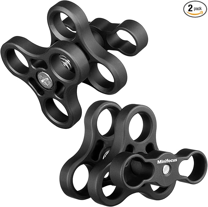 MINIFOCUS 2PCS 1'' Aluminum Triple Holes Ball Clamp Mount by MINIFOCUS