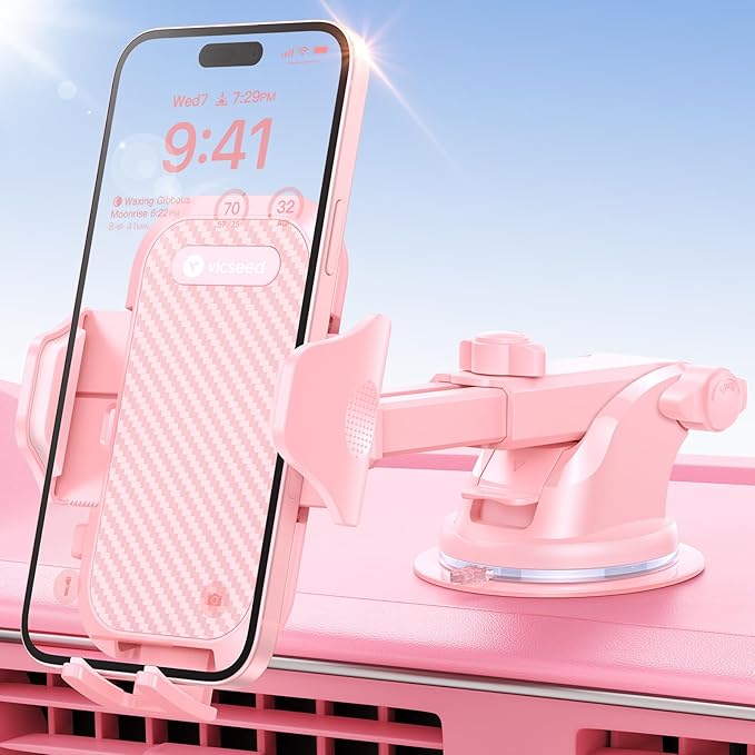 VICSEED Pink Phone Holder for Your Car Dashboard Windshield Air Vent Car Phone - Image 8