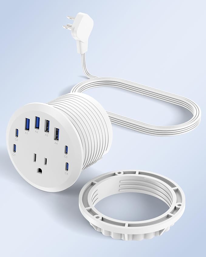 Jgstkcity 65W USB-C Hidden Desktop Power Grommet: 1 AC Outlet, 8 USB Charging - Image 7