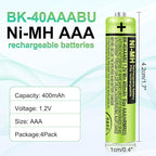 4 Pack BK-40AAABU Ni-MH AAA Rechargeable Battery - Image 5