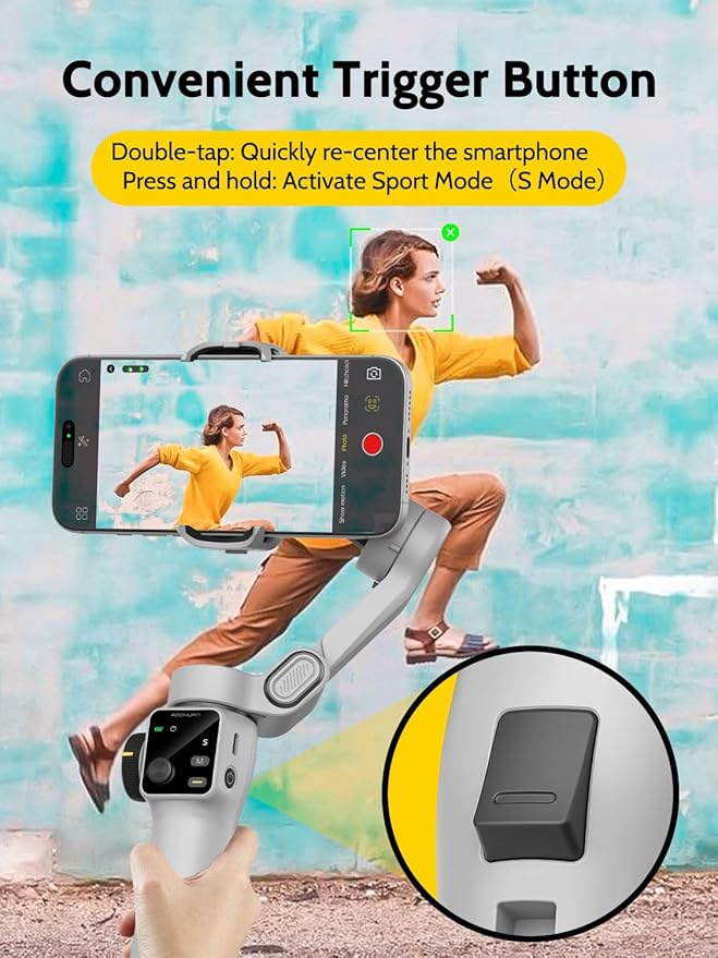 Cellphone Gimbal for Video Recording w/AI Tracking, 3 -axis Vlogging Gimbal - Image 5