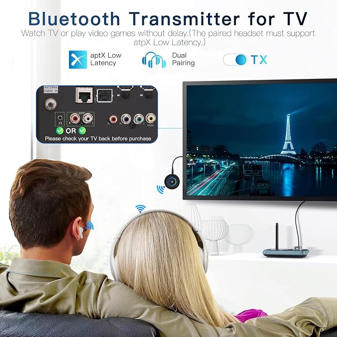 Bluetooth 5.3 Transmitter for TV/Airplane, 2-in-1 Bluetooth Transmitter - Image 4