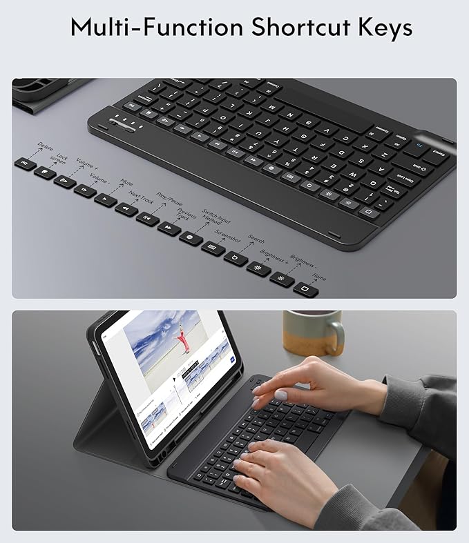 CHESONA Keyboard Case for iPad 11th/10th Generation, Detachable Wireless - Image 5