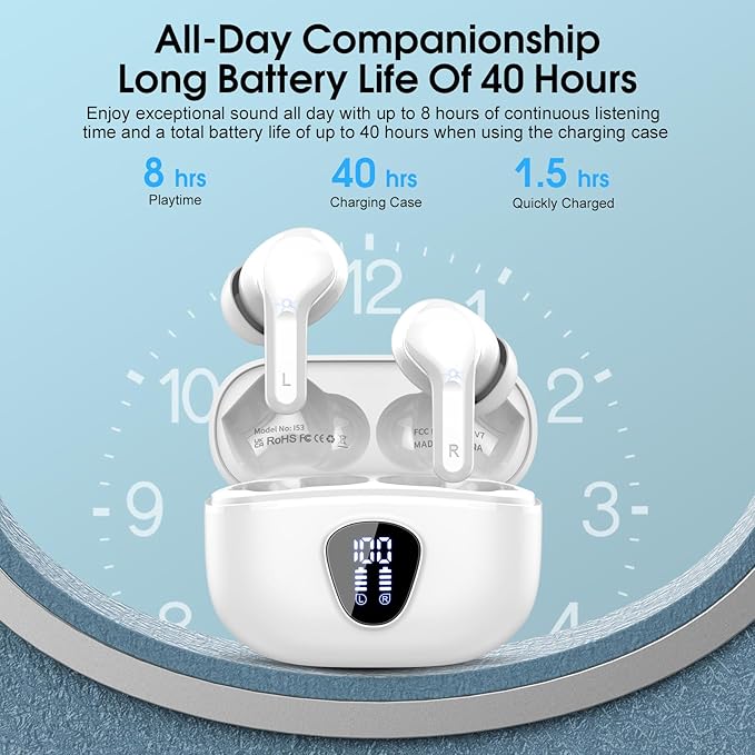 Wireless Earbuds, IP7 Waterproof in Ear Earphones, LED Display Ear buds - Image 3