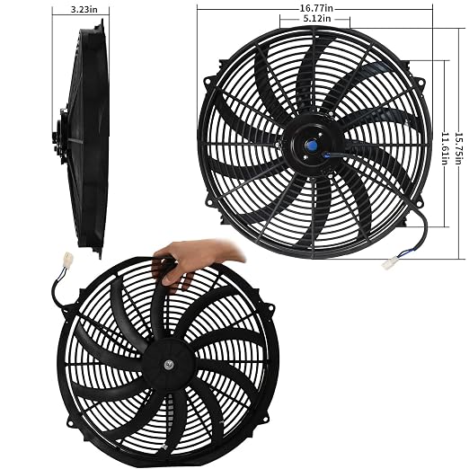 MuHize 16 Inch Universal Radiator Cooling Fan Kit - 12V 120W High Performance - Image 3