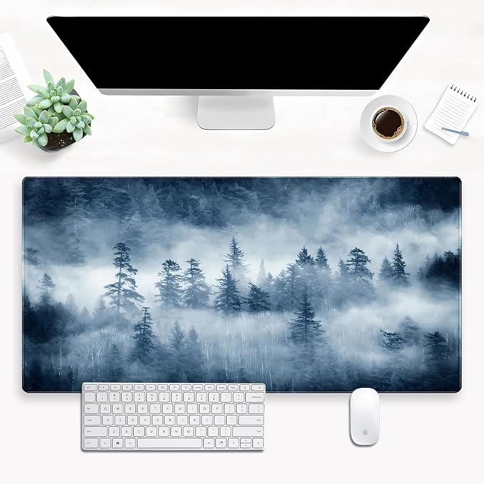 Forest Nature Scenery Mountain Desk Pad Extra Large 31.5"x15.7" Gaming Mouse by Cindasun