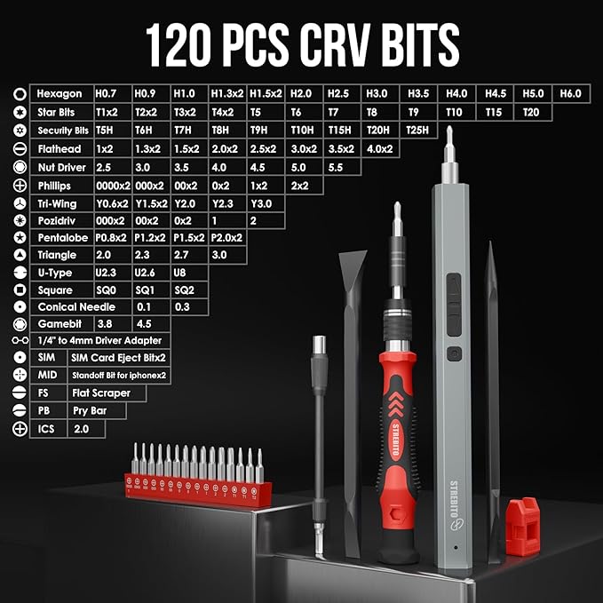 STREBITO Electric Screwdriver, 144-in-1 Precision Screwdriver Set, 120 Magnetic - Image 3