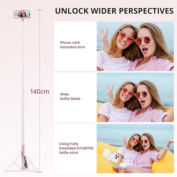 ATUMTEK 55" Selfie Stick Tripod, All-in-one Extendable Aluminum Phone Tripod - Image 5