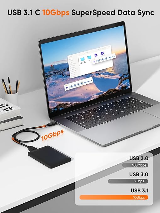CableCreation 2FT USB C to Micro B Cable, 10Gbps Speed External Hard Drive - Image 6