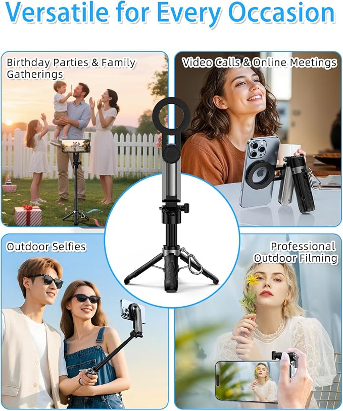 CloudValley Magnetic 4-in-1 Multifunctional Selfie Stick Tripod, Mini Portable - Image 9