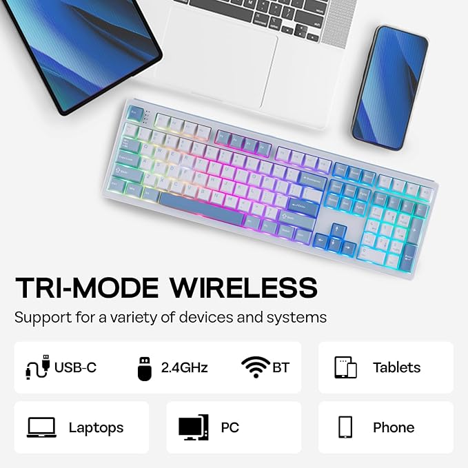 EPOMAKER TH108 Full Size Mechanical Keyboard, Wireless Gaming Keyboard - Image 4