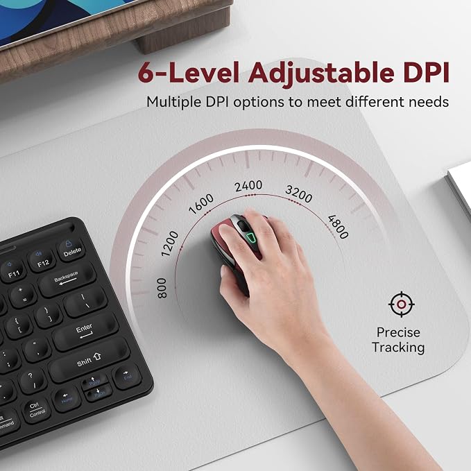 Bluetooth Mouse Rechargeable Wireless Mouse, 4800 DPI Optical Tracking - Image 5
