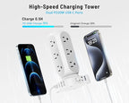 Flat Plug Power Strip Tower 15FT, 40W Total Fast Charging Station, Dual PD 20W - Image 3