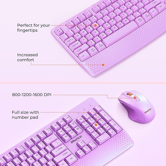 MEETION Wireless Keyboard and Mouse, Full-Sized Cordless Keyboard - Image 5